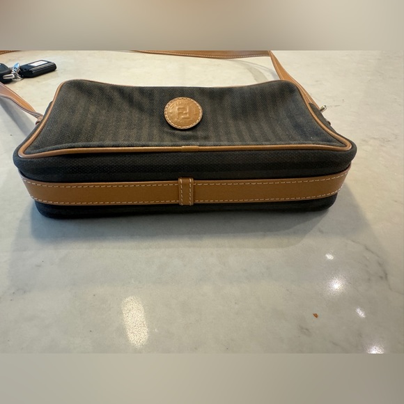 Vintage Fendi Roma Italy 1925 Bag, Cloth And Leather Crossbody Bag - Picture 3 of 8